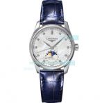 Hot Sale Replica Longines White Dial Blue Leather Strap Women's Watch